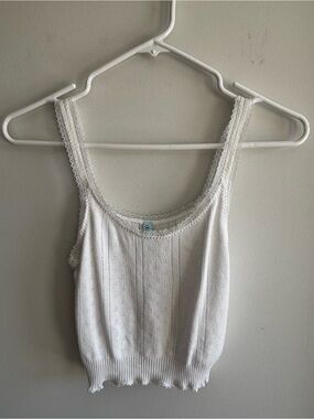 Delicate White Lace-Trim Knit Camisole